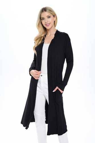 Women's Long Cardigans Casual Essential Maxi Extra Duster Open Front Sleeve Lightweight with Pockets Cardigan2