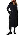 Rteyno Women's Double Breasted Long Trench Coat Classic Lapel Long Lightweight Jacket Windproof Over