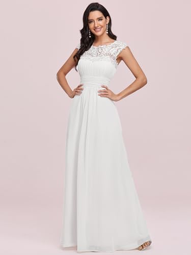 image for Ever-Pretty Ruched Bust A Line Wedding Dress for Bride 16 US White, Wh