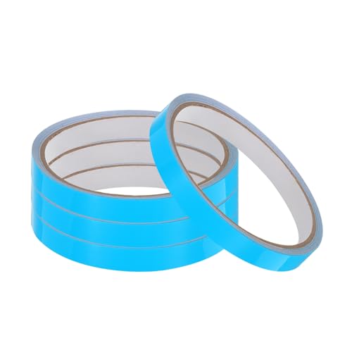 Image of uxcell 4Rolls Glow in The Dark Tape, 0.3 inch x 9.8 ft Fluorescent Adhesive Tape Luminous Tape for Stairs, Walls, Steps, Exit Sign, Home Decoration, Blue