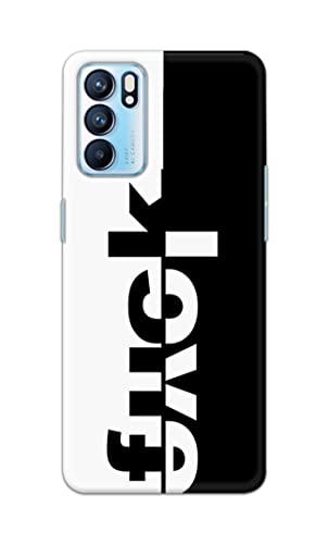 Image of PRINTFIDAA One Words Fukc Love Creative Art Innovative Wonderfull Printed Designer Hard Case for Oppo Reno6 5G, Oppo Reno 6 5G Back Cover -(e) RPM1003