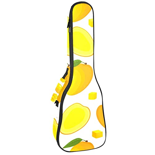 Housse pour ukulélé motif manguier avec double bretelle et poche accessoires