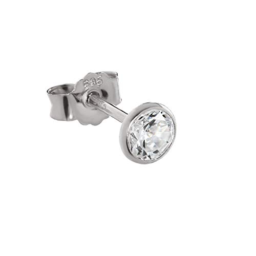 NKlaus EINZEL 4,5mm Ohrstecker Weißgold 585 Gold Ohrring 14 Karat Kristall Zirkonia weiß 2075