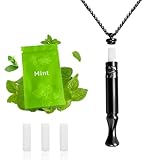 Breathing Necklace to Replace Bad Habit with 3pcs Refillable Mint Pods, Habit Support Necklace with Hollow Pattern for Stress Relief Sensory Fidget Necklace for Adults (Black)