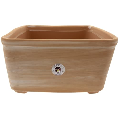 CERÁMICA ESPAÑA | Macetas bonsais | Maceteros para bonsais | Bonsai macetas | Maceta Bonsai Barro Rústico - Modelo J08 | 30x27x16.5 cm