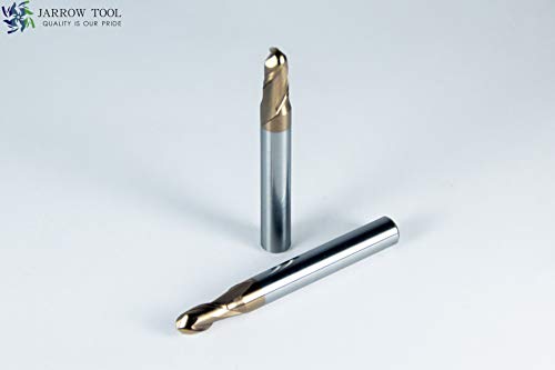 Image of Carbide Ball Nose End Mill for CNC Machine Milling Tools, for Alloy Steels /Hardened Metals - 2 Flute - 55HRC TiAlN Coated (5Pcs, 1 /4)