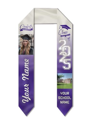 Custom Graduation Stoles Personalized Congratulation Gifts Class of 2025 Graduation Sash with Photo for University