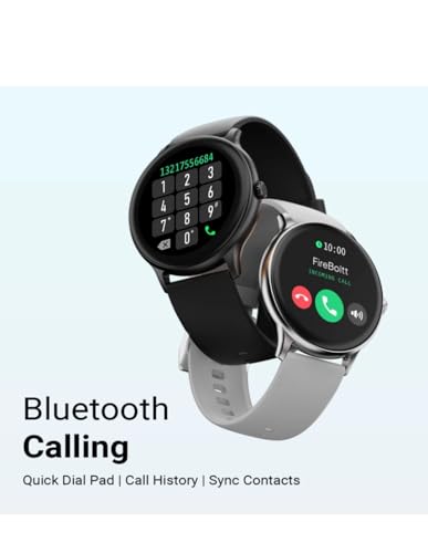 Image of Smart Watch with Bluetooth Calling, Digital Dialer, Round Display, Black and Grey Straps