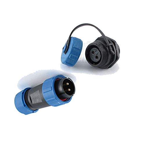 Par de conectores de 2 polos para panel de estaño impermeable 30 A SP21 macho volante y hembra de panel con tapón de protección Cover