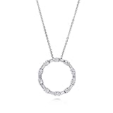BERRICLE Sterling Silver Open Circle Cubic Zirconia CZ Pendant Necklace for Women, Rhodium Plated