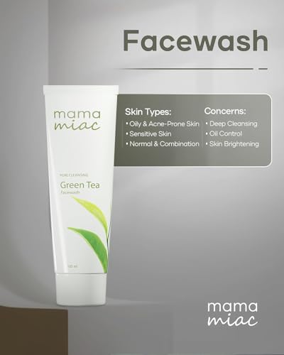 Image of MAMAMIAC Green Tea Deep Cleansing Face Wash - 100ml | For Bright & Clear Skin, Oil Control, Hydrating Cleanser