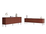 Mirjan24 Wohnzimmer-Set Rimoz I, Wohnzimmerschrank, Anbauwand, Metallfüße, Push to Open, im Set: Kommode, TV Lowboard (Red Tuscan)