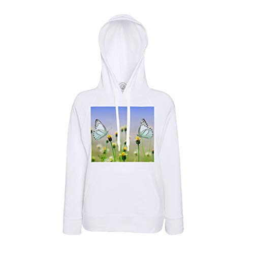 Sweat à capuche couple papillons et fleurs motif photo nature