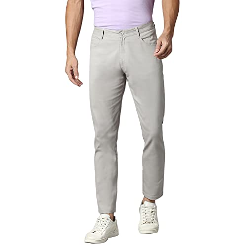 Image of Hubberholme Men's Tapered Fit Cotton Trousers, Ankle Length Button Closure Chinos