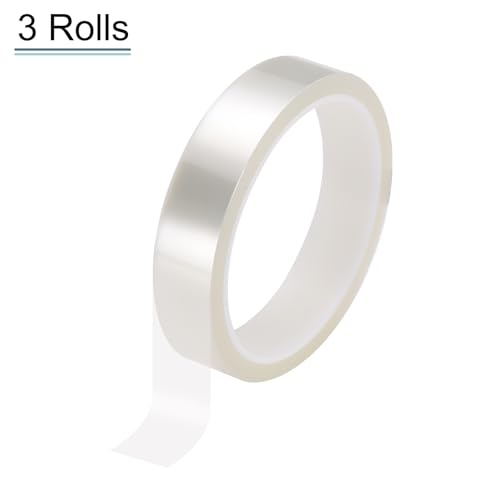 Image of HARFINGTON 3 Rolls High Temperature Masking Tape 4 /5 inch x108ft(20mmx33m) 0.05mm Thick PET Film Silicone Adhesive Heat Resistant Tapes for Heat Press Anodizing Circuit Board, Transparent
