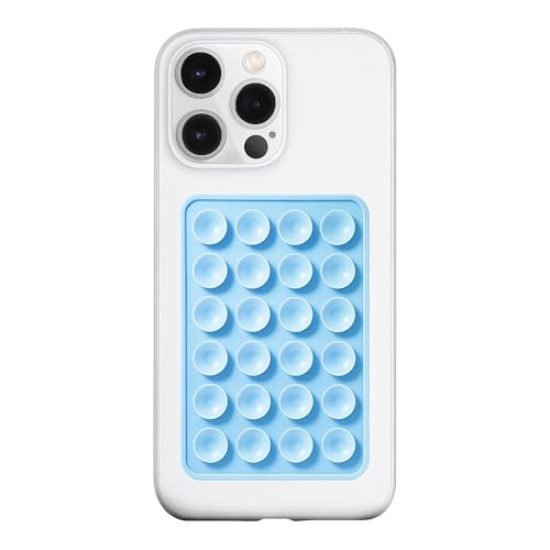 Image of LvShuLiangPin Anteel Silicone Suction Phone Case Mount, Silicon Adhesive Phone Accessory for Smartphones, Hands-Free Mirror Shower Phone Holder for Selfies, Tiktok Videos (Baby Blue)
