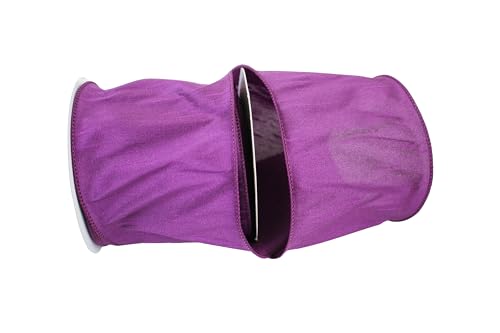 Reliant Ribbon 92975W-910-10F Dupioni Supreme Wired Edge Ribbon, 4 Inch X 10 Yards, Plum