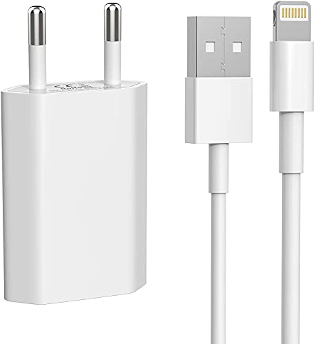 BOLUX-JS Cargador para iPhone, 5V/1A Movil Pared Enchufe Adaptador y 2M Cables for iPhone XS/XS MAX/XR/X 11 8 7 6 6S Plus SE 5S/5/SE/5C, iPad Mini/Air/Pro, iPod Cover