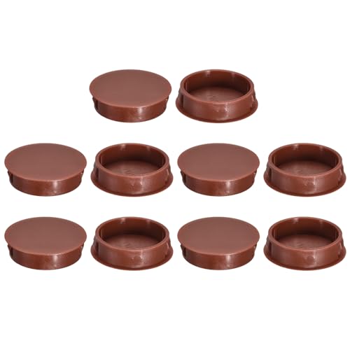 Image of uxcell 38mm /1.5 inch Plastic Hole Plugs, 10Pcs Flush Type Panel Round Snap in Fastener Knockout Locking Plugs for Furniture Insert End Caps Panels, Red