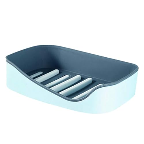 Norhogo Jabonera de doble drenaje para baño, estante de baño creativo sin perforación, soporte de jabón con ventosa para el hogar, montaje en pared, para baño, ducha, cocina, color azul