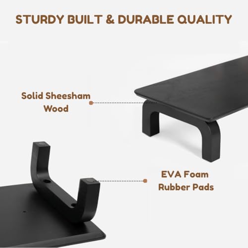 Image of Store 100Cm Long Wooden Monitor Stand with Storage Organizer for Desk Tables, Office, Home, Studio, Study Table | Monitor Stand Riser
