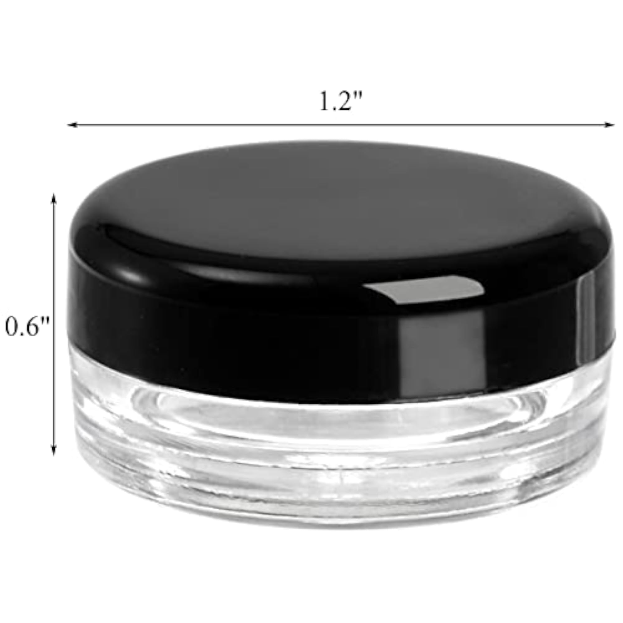 120 Pieces Clear Plastic Jars with Black Lids, 3 Gram