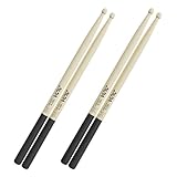 Drum Sticks for Drums, Natural Solid Wood丨Weight Balanced丨Non-Slip Grip, Live Performance & Drum Kit Practice Accessories, Percussion Drumsticks for Professional Beginner (2 Pairs, 5A)