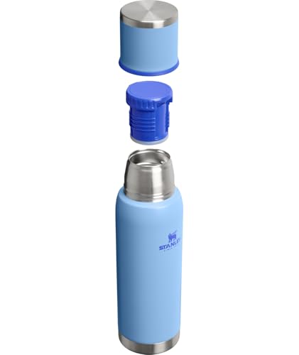 Image of Stanley Adventure-To-Go Vacuum Bottle 1.1 qt | Wide Mouth with Leakproof Cup Lid | Keep Drinks Hot or Cold | Packable for Travel | Insulated Stainless Steel Thermal Bottle | BPA-Free | Blue Sky