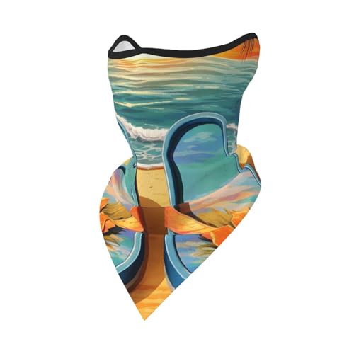 HGBNMVCD Flip Flops and Tropical Beach Scene Windproof Sports Mask Multi-Function Face Neck Cover Sun Protection