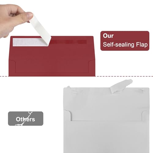 Image of 50 Packs Wine Red 5x7 Envelopes 5x7, Deep Red Color A7 Envelopes, Burgundy Invitations, Photos, Greeting Cards, Mailing