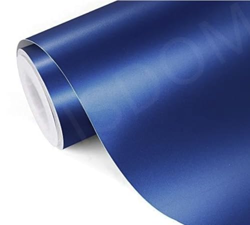 Image of WISDOM Rasent Blue Metallic Vehicle Wrap Vinyl Matt Finish Easy Apply Air-Release Weatherproof DIY Car, Scooty & Motorcycle (RASENT Blue Metallic, 20 Inch X 7 Feet)