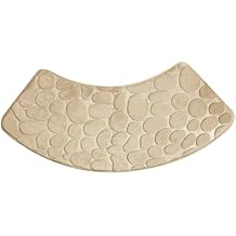 Curved Shower Mat Non-Slip Quadrant Shower Mat Super Absorbent Corner Shower Mat Machine Washable Fan-Shaped Bathroom Carpet Rugs for Quadrant Shower Stall, Khaki Bathroom Rugs Corner Shower Mat Curve