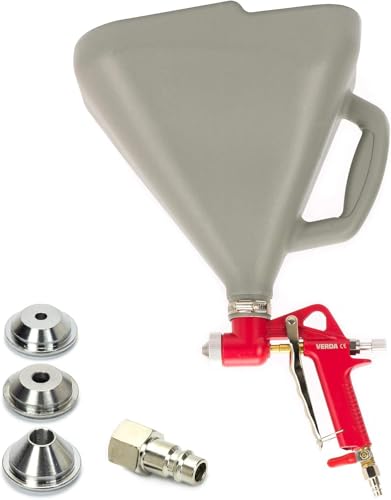 Trichterpistole 7,5 L Putzlackierpistole mit 3 Düsen: 4 mm, 6 mm & 8 mm und Druckluftschnellverschluss 1/4', Arbeitsdruck: 4 bis 8 bar, Putzpistole Spritzpistole Putzhexe Putzmeister SN302