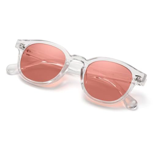 ZUVGEES Fluorescent-41 Pink Tinted Migraine Glasses Light Sensitivity Eyeglasses Indoor/Outdoor Photophobia Eyewear(Clear,000)