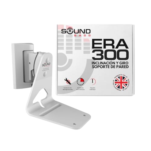 Sound bass ERA300 Soporte de Montaje en Pared, Inclinable y Giratorio, Compatible con Sonos ERA 300, Instalación Sin Esfuerzo, Incluye Kit de Montaje, Doble, Par (Blanco, Soltero)