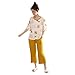 Produktbild LZJDS Damen Schlafanzug Kurz Frühling Und Herbst Bedruckte Pyjama Kurze Ärmel Pyjamahose Nachtwäsche Hausanzug Kurzarm Sleepwear M-XXL,Photo Color,XL