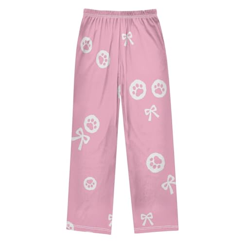 Paw and Bow Boys Pants Boys Athletic Pants Long Pant for Boywith Pockets Wide-Leg Size 6-14Y2