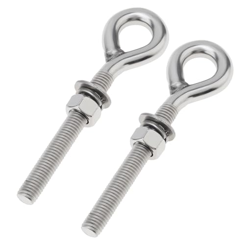 Image of 2Pcs M12 Eye Bolt with Nut and Washers, 1 /2 inch x 3.5 inch Long Shank Threaded Rod Round Hook Eyelet Bolt Screw, 5.6 inch Total Length Shoulder Lifting Ring Threaded Eyebolts