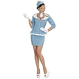 Jacke und Rock Widmann 06631 - Erwachsenenkostüm Retro Hostess, Jacke, Rock, Krawatte und Hut, Flugbegleiterin, Stewardess, Karneval, Mottoparty