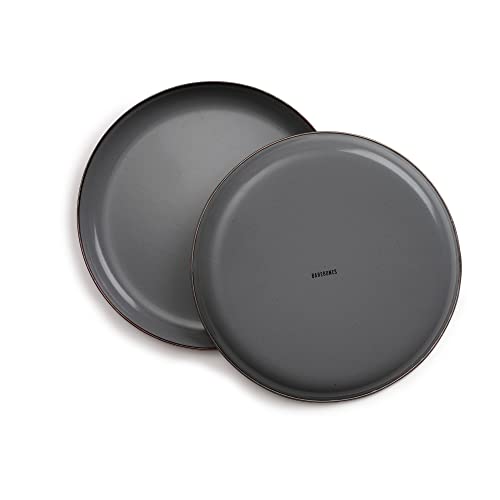 Barebones Enamel Deep Plate - Set of 2 Dinner Plates - Hand-Finished Baked Stainless Steel Trim Plate Set - Camping Kitchen and Dish Set (Slate Gray) - Thumbnail 4