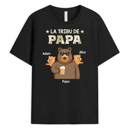 T-Shirt Personnalisé Prénom La Tribu De Papa Ours pour la fête des pères