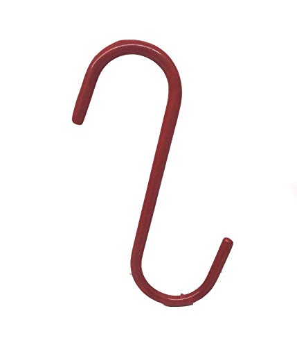 Set Of 10 Pc S Shape Utility Hook Set, Vinyl Coated Or Chromed Wire (Red Vinyl) #TOP2
