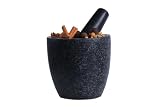 Cookinglife Mörser und Stößel, Granit, Schwarz, Ø 13 cm, zum Mahlen von Gewürzen und Kräutern