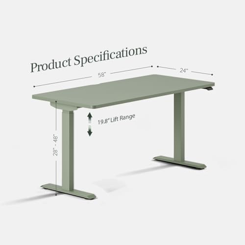 Image of Branch Duo Standing Desk, Adjustable Standing Desk with 20 inch Range | OLED Control Panel, Frameless Design and Compact Size Suitable for Many Spaces, 58 Inches, Sage Top, Sage Base