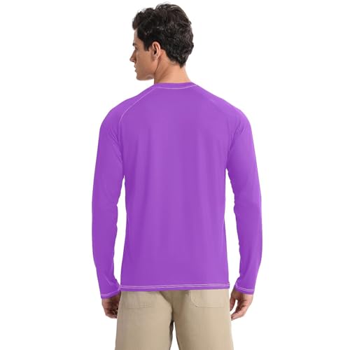 Dark Orchid Purrple Men's UPF 50+ Slim fit Round Neck Long Sleeve Sun Protection UPF 50+ Running2