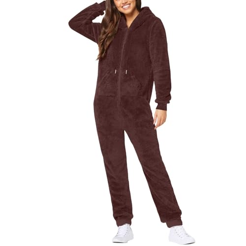 Combinaison pyjama femme polaire à capuche en flanelle de pilou douce