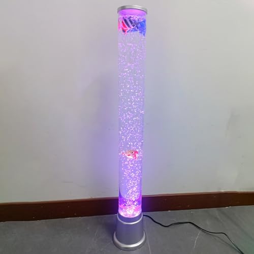 BiiKoon 2.5FT Sensory LED Bubble Fish Tube Floor Lava Lamp with 7 Color Changing Light Effects Aquarium Tank Night Light and Gift for Autism