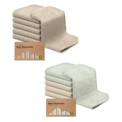 KeaBabies 6-Pack Baby Washcloths - Soft Viscose Face and Bath Towels for Newborns and Kids