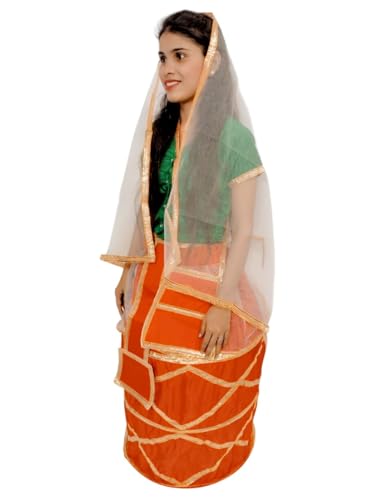 Image of Manipuri Traditional Dress for Girls | Manipuri Dress for Kids Girls | North East Indian Dance & Fancy Dress Costume | Cultural Outfit for Theme Parties, School Functions & Competitions | Adult M-L