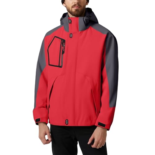 Chubasquero para hombre, impermeable, chaqueta de senderismo para hombre, de verano, ligera, cortavientos, chaqueta softshell con capucha, chaqueta para exteriores, chaqueta de entretiempo, chaqueta